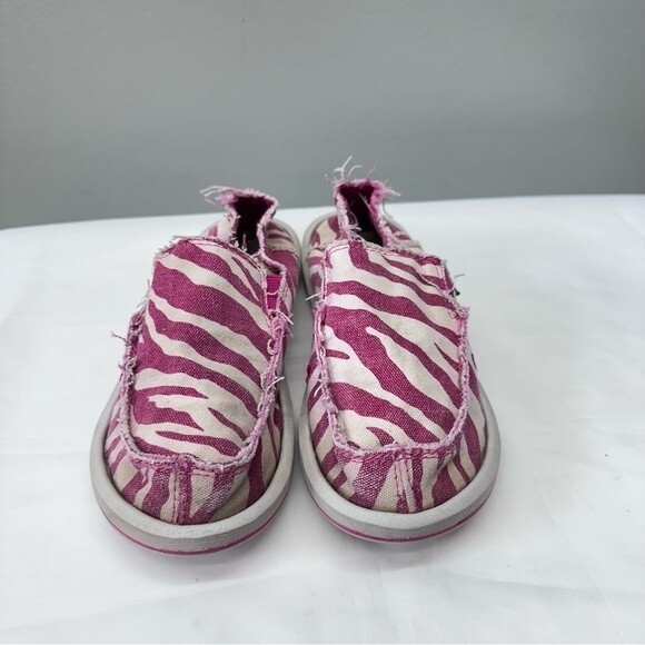 Sanuk pink zebra loafers youth girls 2 washable - Picture 2 of 7